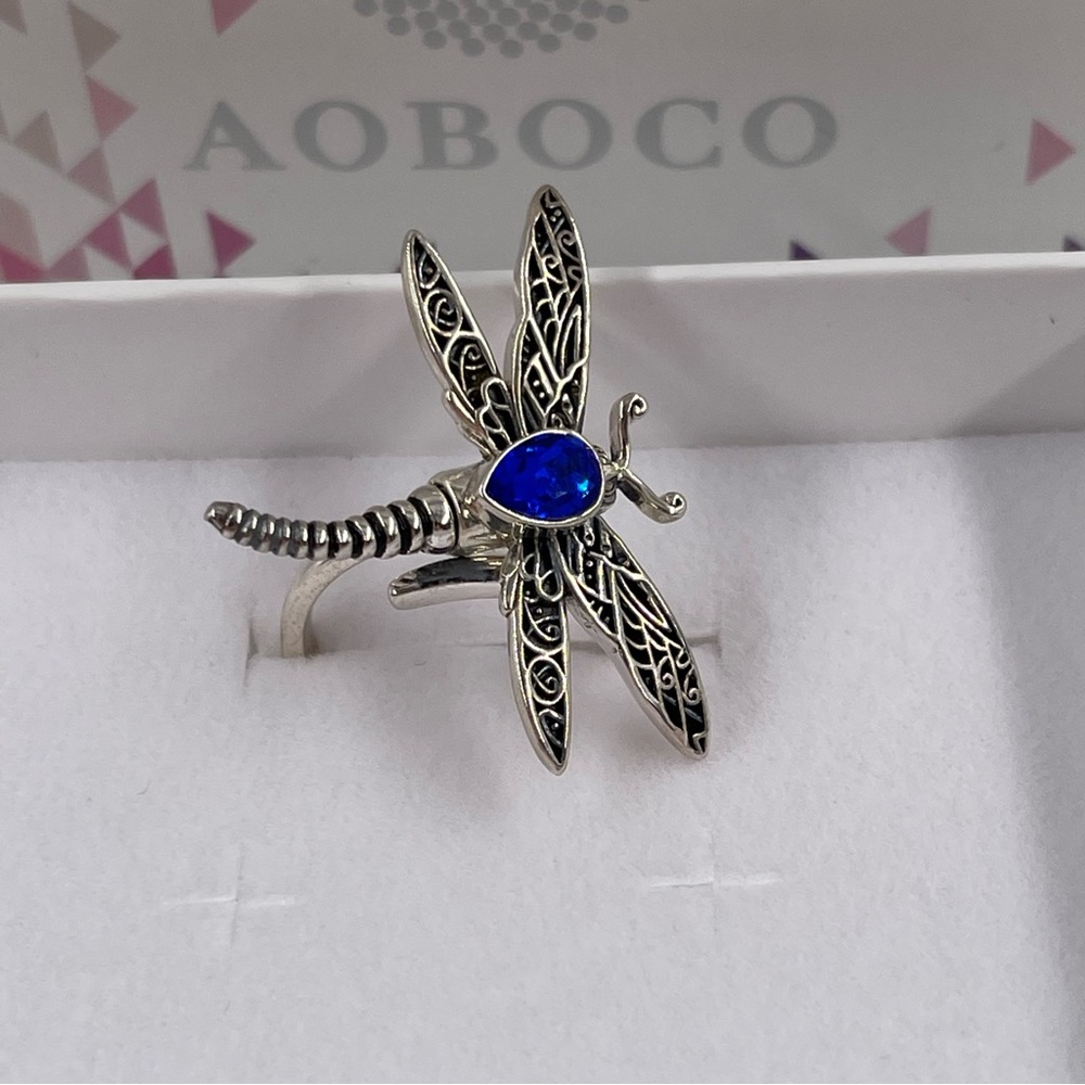 NEW! AOBOCO Women’s Sterling Silver Dragonfly Ring - Size 6